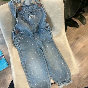 OshKosh B'gosh Light Blue Denim Overalls with Heart Accents
